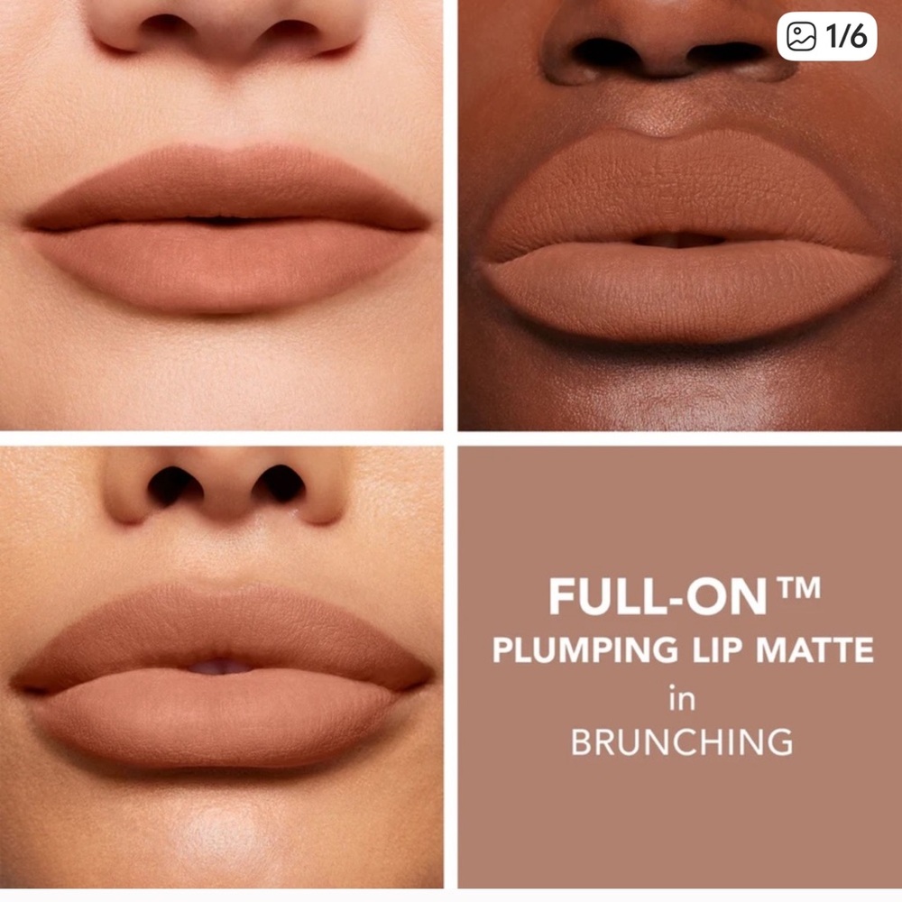 New! Buxom Brunching Full-On Plumping Lip Matte- brown peach, pigmented, matte